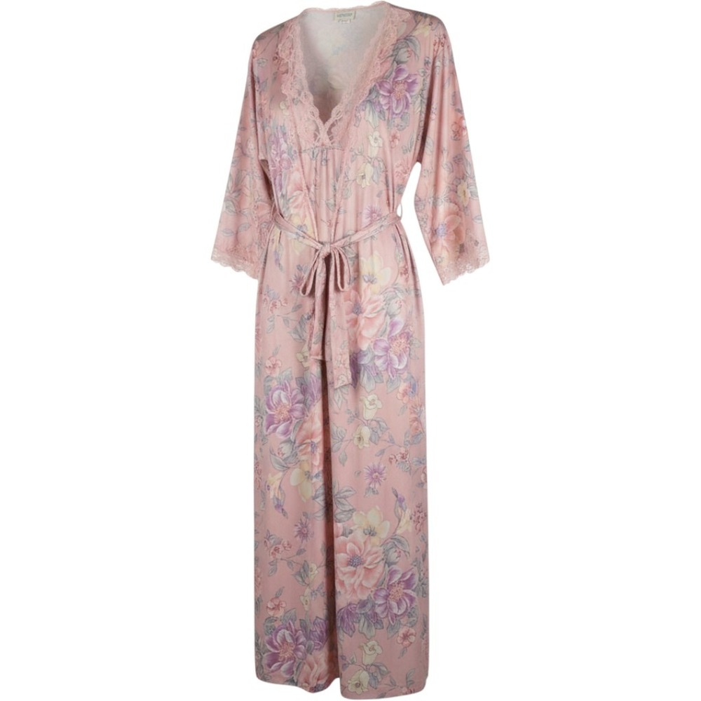 Vintage Lorraine 3pc Peignoir Set Pink Pastel Floral Nightgown Robe Cottagecore